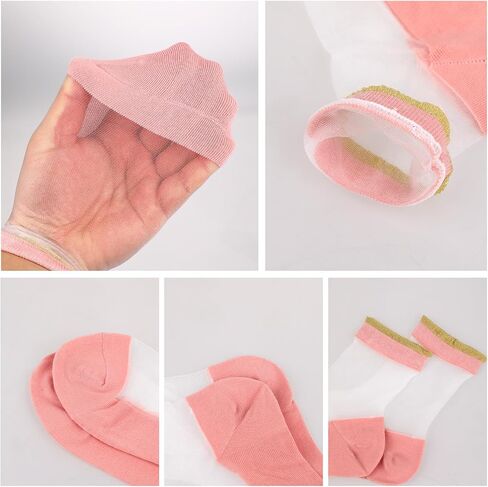 6 Pairs Sheer Silk Socks for Women, Transparent Lace Sheer Thin Mesh Low Cut Liner Socks Nylon Boat Socks Low Cut Socks Sheer Socks Women Ankle for Foot Socks Flats Boat Shoes Loafers Sneakers in Saudi Arabia