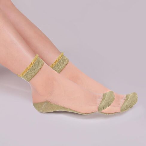 6 Pairs Sheer Silk Socks for Women, Transparent Lace Sheer Thin Mesh Low Cut Liner Socks Nylon Boat Socks Low Cut Socks Sheer Socks Women Ankle for Foot Socks Flats Boat Shoes Loafers Sneakers in Saudi Arabia