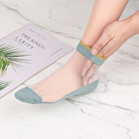 6 Pairs Sheer Silk Socks for Women, Transparent Lace Sheer Thin Mesh Low Cut Liner Socks Nylon Boat Socks Low Cut Socks Sheer Socks Women Ankle for Foot Socks Flats Boat Shoes Loafers Sneakers in Saudi Arabia