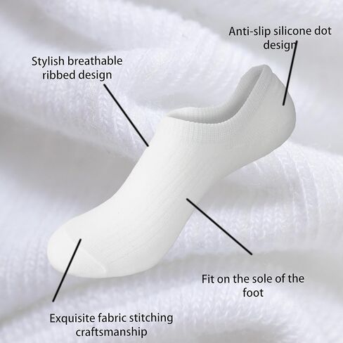 جوارب نسائية قطنية بدون قبضة من السيليكون - جوارب قصيرة بيضاء للكاحل مع كعب مانع للانزلاق in Kuwait