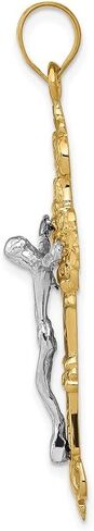 Diamond2Deal قلادة متقاطعة من الذهب الأصفر عيار 14 قيراط من INRI Fleur De Lis Crucifix مجوهرات راقية للنساء (L- 46 مم W- 24 مم) in Saudi Arabia