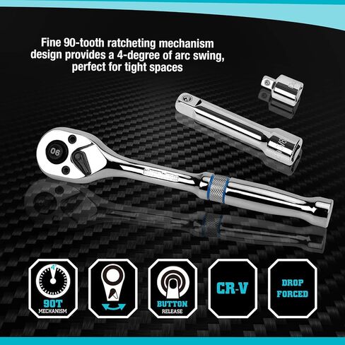 DURATECH 149-Piece Mechanics Tool Set, Include SAE/Metric Sockets, 90-Tooth Ratchet and Wrench Set for Auto Repair in Saudi Arabia