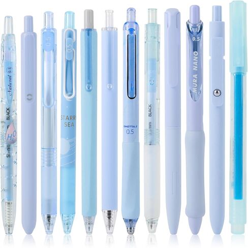 Ddaowanx12 Pack Gel Ink Pens Set, 11 Pack Black Ink Pens with 1 Pack Highlighter,cute 0.5mm Fine Point Smooth Writing pens, Aesthetic Pastel Color women gift sets(Green) in Saudi Arabia