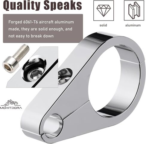 MoKitDora 1.125" Handlebar or Frame Mount Clutch Throttle Cable Clamp or Brake Line Clips Universal for Harley Honda Yamaha Suzuki 1-1/8, Chrome in Saudi Arabia