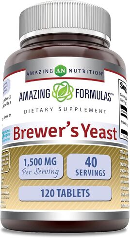 Amazing Nutrition Brewers Yeast Tablets - 7.5 Grain Capsule 500mg 240 Tablets - Supports Healthy Digestion * Promotes Heart Health in Saudi Arabia