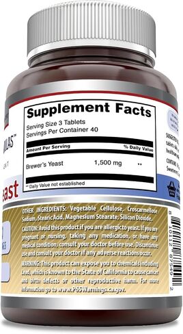 Amazing Nutrition Brewers Yeast Tablets - 7.5 Grain Capsule 500mg 240 Tablets - Supports Healthy Digestion * Promotes Heart Health in Saudi Arabia