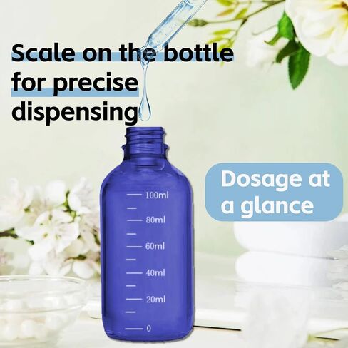 Amber Glass Dropper Bottle 3.4 oz, 2x100ml Amber Brown Glass Eye Dropper Bottles for Essential Oils with Dropper Pipettes, Funnel, and A Plastic Measured Dropper for Diffuser, Beauty Oil Mix in Saudi Arabia