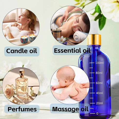 Amber Glass Dropper Bottle 3.4 oz, 2x100ml Amber Brown Glass Eye Dropper Bottles for Essential Oils with Dropper Pipettes, Funnel, and A Plastic Measured Dropper for Diffuser, Beauty Oil Mix in Saudi Arabia