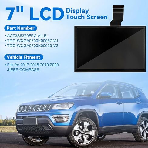 PratRaken 7" Uconnect Touch Screen Digitizer LCD Display Fit for J-eep Compass 2017 2018 2019 2020 Replace # TDO-WXGA0700K00057-V1 TDO-WXGA0700K00033-V2 Monitor Radio Navigation in Kuwait