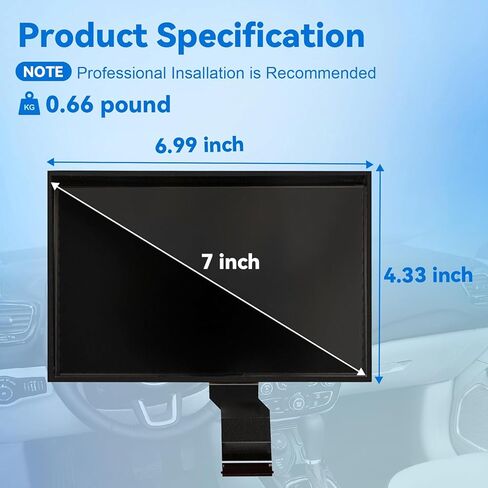 PratRaken 7" Uconnect Touch Screen Digitizer LCD Display Fit for J-eep Compass 2017 2018 2019 2020 Replace # TDO-WXGA0700K00057-V1 TDO-WXGA0700K00033-V2 Monitor Radio Navigation in Kuwait