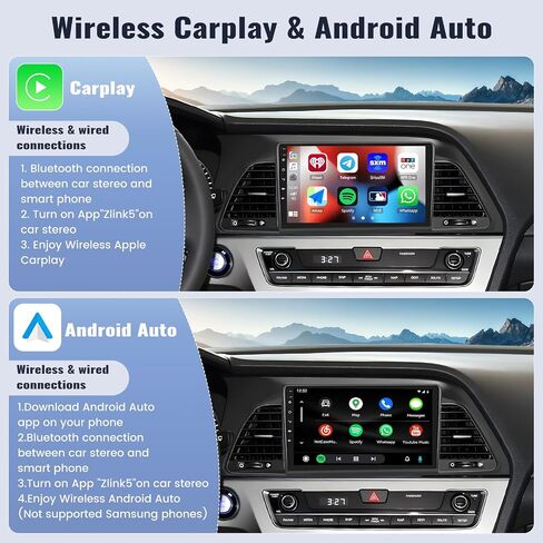 SIXWIN 2G+64G Android 13 Car Stereo for Hyundai Sonata 2015-2017 with Wireless Apple Carplay Android Auto 9 Inch Touch Screen Car Radio with GPS Navigation Bluetooth FM RDS WiFi HiFi Backup Camera MIC in Saudi Arabia