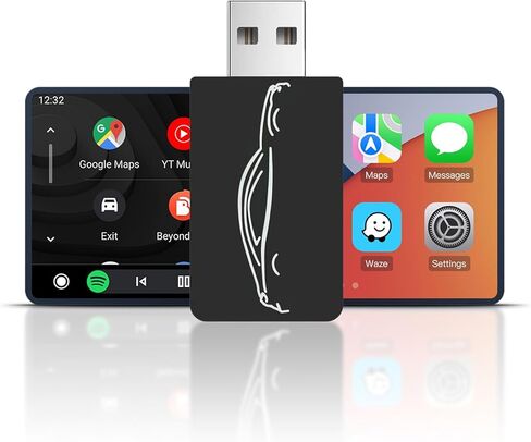 محول CarPlay اللاسلكي وAndroid Auto: لـ OEM السلكي CarPlay وAndroid Auto - التوصيل والتشغيل، يناسب سيارات 2015+، متوافق مع iPhone وAndroid (أسود) in Kuwait