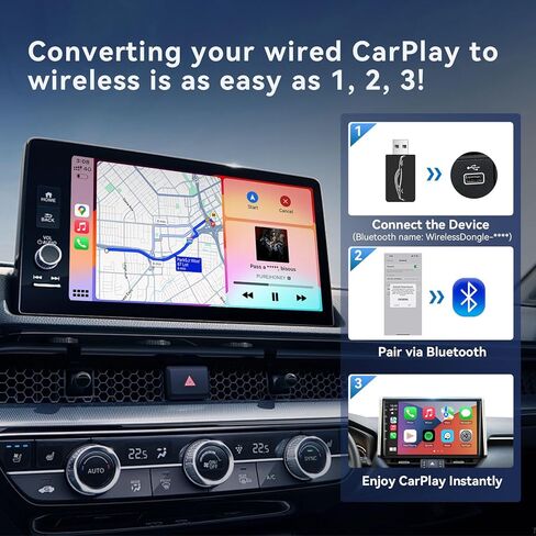 محول CarPlay اللاسلكي وAndroid Auto: لـ OEM السلكي CarPlay وAndroid Auto - التوصيل والتشغيل، يناسب سيارات 2015+، متوافق مع iPhone وAndroid (أسود) in Kuwait