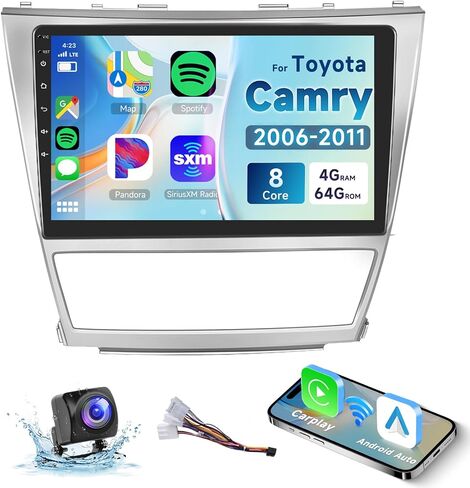 راديو سيارة 8 Core 4G+64G لسيارة Toyota Camry 2006 2007 2008 2009 2010 2011، ستيريو سيارة Apple Carplay Android Auto اللاسلكي، شاشة لمس IPS 10.1 بوصة مع WiFi، GPS، بلوتوث، FM/RDS، 32EQ DSP، كاميرا خلفية in Saudi Arabia