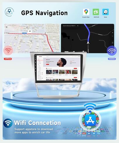 راديو سيارة 8 Core 4G+64G لسيارة Toyota Camry 2006 2007 2008 2009 2010 2011، ستيريو سيارة Apple Carplay Android Auto اللاسلكي، شاشة لمس IPS 10.1 بوصة مع WiFi، GPS، بلوتوث، FM/RDS، 32EQ DSP، كاميرا خلفية in Saudi Arabia