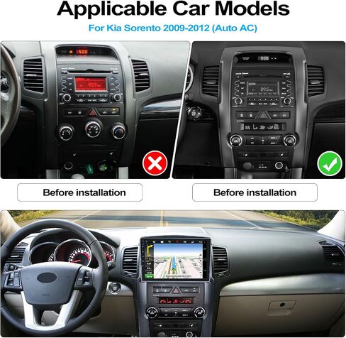 2+64GB Android 13 Car Stereo for Kia Sorento 2009-2012 with Wireless CarPlay Android Auto 10.1" Touch Screen Bluetooth Car Radio with GPS Navigation HiFi WiFi FM RDS Radio Backup Camera (Auto AC) in Saudi Arabia