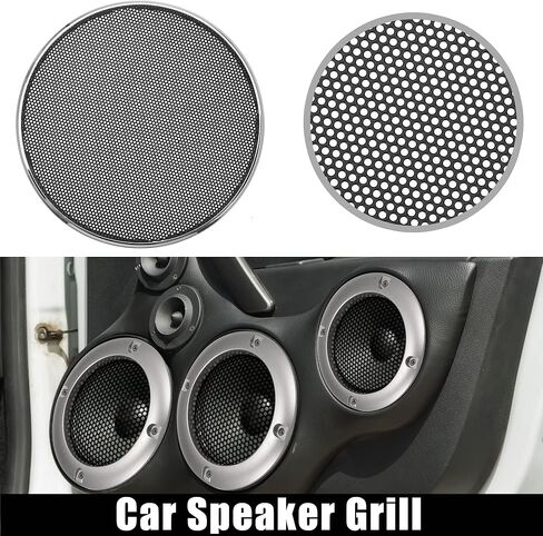 X AUTOHAUX 4 Inch Car Metal Audio Speaker Grill Cover Mesh Woofer Horn Guard Decorative Circle Grille Protector Silver Tone in Saudi Arabia