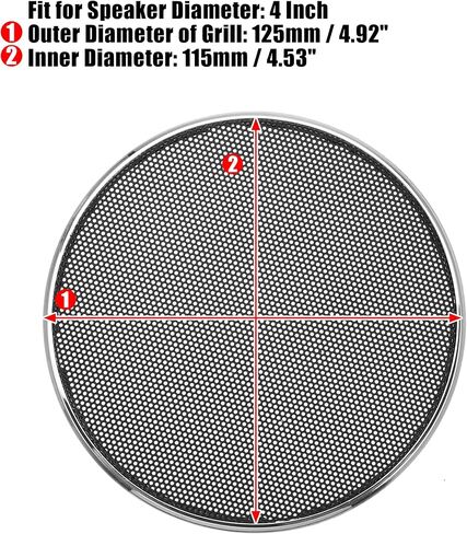 X AUTOHAUX 4 Inch Car Metal Audio Speaker Grill Cover Mesh Woofer Horn Guard Decorative Circle Grille Protector Silver Tone in Saudi Arabia