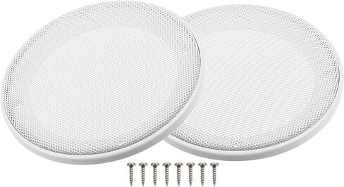 X AUTOHAUX 2 Pcs 4" Car Speaker Cover Mesh Subwoofer Grill Horn Guard with 8 Screws Metal ABS White in Saudi Arabia