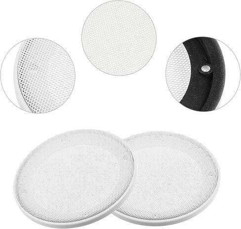 X AUTOHAUX 2 Pcs 4" Car Speaker Cover Mesh Subwoofer Grill Horn Guard with 8 Screws Metal ABS White in Saudi Arabia