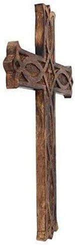 KSJONE تصميم عتيق ريفي وعتيق المظهر، جدار خشبي للتعليق على شكل صليب ديكور ديني، منحوتة فنية روحية، ديكور غرفة المعيشة المنزلي، ملحق لعيد الميلاد والمناسبات الأخرى 10 بوصة in Kuwait