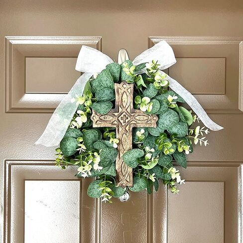 KSJONE تصميم عتيق ريفي وعتيق المظهر، جدار خشبي للتعليق على شكل صليب ديكور ديني، منحوتة فنية روحية، ديكور غرفة المعيشة المنزلي، ملحق لعيد الميلاد والمناسبات الأخرى 10 بوصة in Kuwait