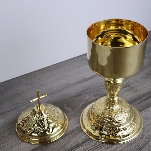 Ciborium Elegant High Polished Brass, Catholic Church Communion Supplies, 10 by 4.75 Inches in Saudi Arabia