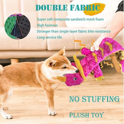 Indestructible Dog Squeak Toy Dinosaurs, Durable Interactive Dog Chew Toys, No Stuffing Dog Toys for Medium and Large Dogs, More Squeaks and Wrinkle Paper to Keep Them Busy. (green) in Saudi Arabia
