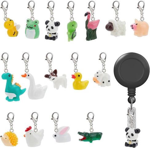 WEBEEDY 16 Pieces Badge Reel Charm for Student Nurse Teacher, Lovely Animal Badge Holder Charms for ID Card Name Tag Badge Holder Badge Buddy Office School Graduation Supplies in Saudi Arabia