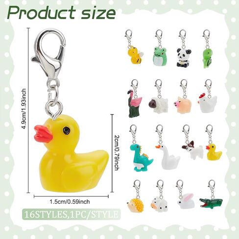 WEBEEDY 16 Pieces Badge Reel Charm for Student Nurse Teacher, Lovely Animal Badge Holder Charms for ID Card Name Tag Badge Holder Badge Buddy Office School Graduation Supplies in Saudi Arabia