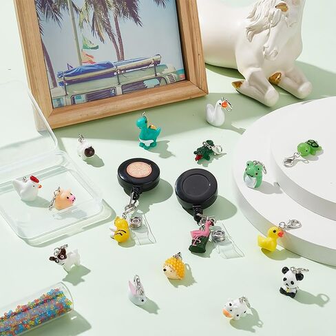 WEBEEDY 16 Pieces Badge Reel Charm for Student Nurse Teacher, Lovely Animal Badge Holder Charms for ID Card Name Tag Badge Holder Badge Buddy Office School Graduation Supplies in Saudi Arabia
