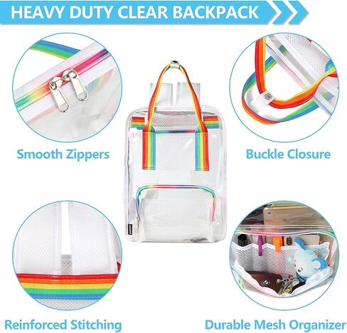 VASCHY Clear backpack, HeavyDuty Transparent See Through School Backpack BookBag in Saudi Arabia