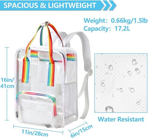 VASCHY Clear backpack, HeavyDuty Transparent See Through School Backpack BookBag in Saudi Arabia
