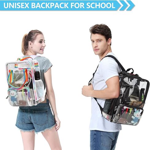 VASCHY Clear backpack, HeavyDuty Transparent See Through School Backpack BookBag in Saudi Arabia