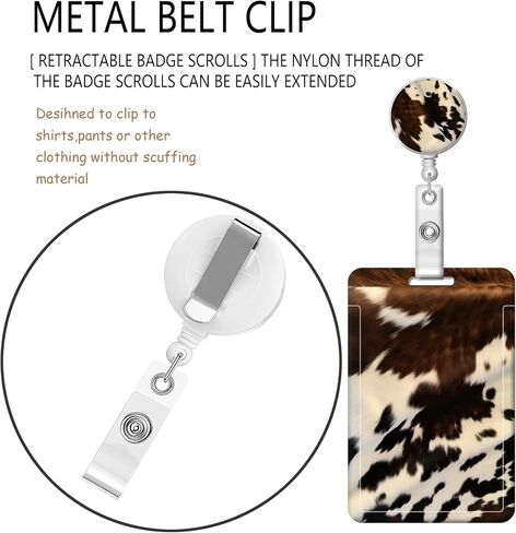 حامل شارة الهوية مع حبل ومشبك بكرة قابل للسحب، واقي أنيق لبطاقة الاسم للممرضات والأطباء والمعلمين والطلاب، ألياف ناعمة، مشبك معدني، مشبك قوي (بطة مطاطية كرتونية) in Kuwait