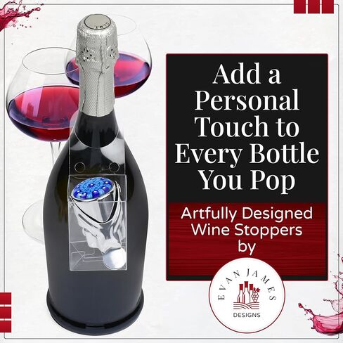 Wine Stopper for Champagne & Wine – Patented Airtight Seal, Sparkling Wine Stopper preserves CO2 & Taste – Champagne Stopper & hanging gift box, Pro Grade Wine Stopper by Evan James Champagne Stoppers in Saudi Arabia