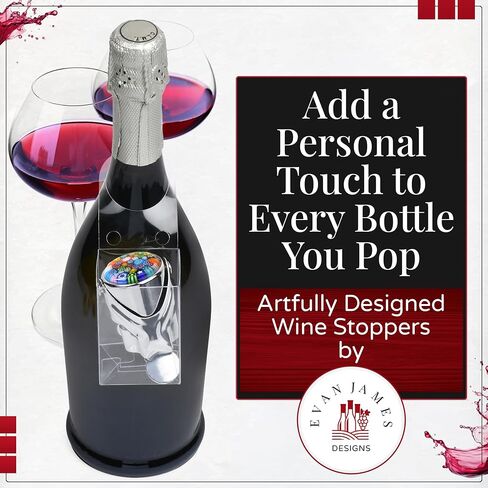 Wine Stopper for Champagne & Wine – Patented Airtight Seal, Sparkling Wine Stopper preserves CO2 & Taste – Champagne Stopper & hanging gift box, Pro Grade Wine Stopper by Evan James Champagne Stoppers in Saudi Arabia