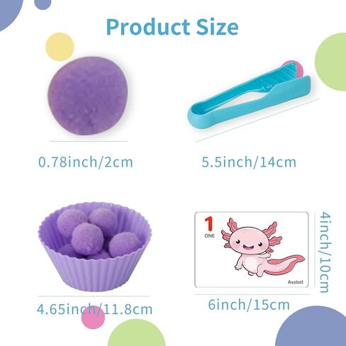 مجموعة 122 قطعة من المهارات الحركية الدقيقة للأطفال - بطاقات عد ألعاب تعلم موضوع الحيوانات، أوعية الفرز، ملاقط، كرات بوم للفرز، العد، التدريب على التعرف in Kuwait