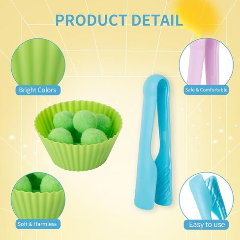 مجموعة 122 قطعة من المهارات الحركية الدقيقة للأطفال - بطاقات عد ألعاب تعلم موضوع الحيوانات، أوعية الفرز، ملاقط، كرات بوم للفرز، العد، التدريب على التعرف in Kuwait