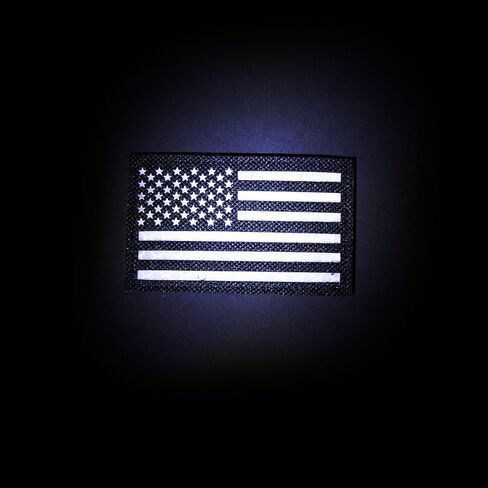 AXEN 2 PCS Reflective American Flag Patches, Hook Fastener US Flag Patch High Visibility, Black in Saudi Arabia