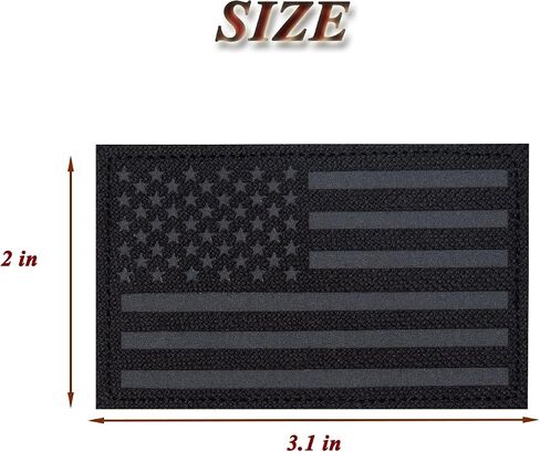 AXEN 2 PCS Reflective American Flag Patches, Hook Fastener US Flag Patch High Visibility, Black in Saudi Arabia