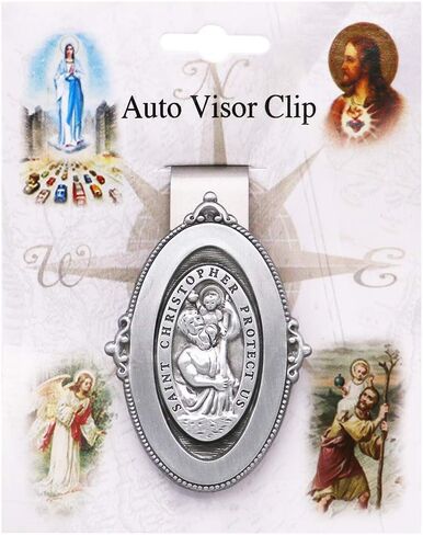 Rosemarie Collections Religious Gifts St Christopher Medal Auto Visor Clip in Saudi Arabia
