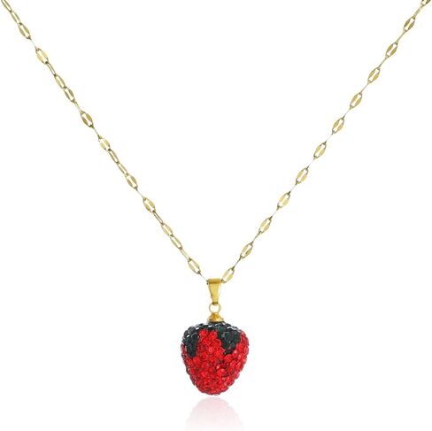 FUTIMELY Cute Red Strawberry Necklace 18k Gold Plated Strawberry Pendant Necklace Sweet Sisters Friendship Necklace Birthday Christmas Halloween Jewelry Gift for Women Teen Girls in Saudi Arabia
