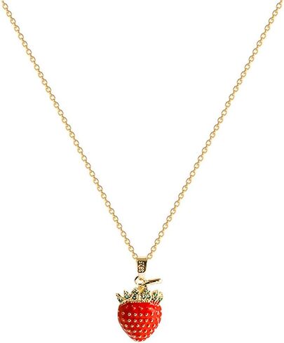 FUTIMELY Cute Red Strawberry Necklace 18k Gold Plated Strawberry Pendant Necklace Sweet Sisters Friendship Necklace Birthday Christmas Halloween Jewelry Gift for Women Teen Girls in Saudi Arabia