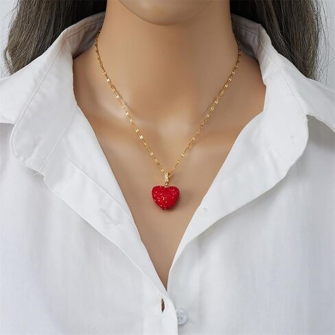 FUTIMELY Cute Red Strawberry Necklace 18k Gold Plated Strawberry Pendant Necklace Sweet Sisters Friendship Necklace Birthday Christmas Halloween Jewelry Gift for Women Teen Girls in Saudi Arabia