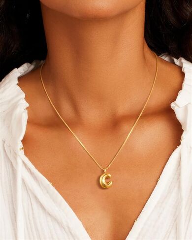 Initial Necklaces for Women Girls, Dainty Balloon Bubble Letter Necklace,14K Gold Plated Dainty Alphabet Pendant Choker Necklace Trendy Cute Personalized Monogram Name Necklace Gold Jewelry Necklace for Teen Girls Gift in Saudi Arabia