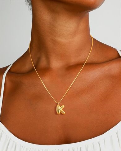Initial Necklaces for Women Girls, Dainty Balloon Bubble Letter Necklace,14K Gold Plated Dainty Alphabet Pendant Choker Necklace Trendy Cute Personalized Monogram Name Necklace Gold Jewelry Necklace for Teen Girls Gift in Saudi Arabia