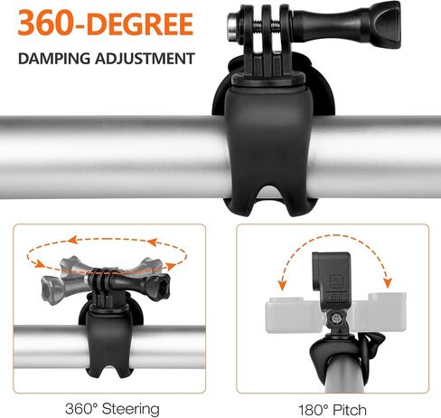 Camera Mount Strap 360° Rotating Flexible Wrap Band Bike Motorcycle Handlebar Tube Roll Bar Holder Accessories for GoPro Max Hero 12 11 10 9 Insta360 Ace Pro X3 DJI Action 3 4 Osmo Pocket in Saudi Arabia