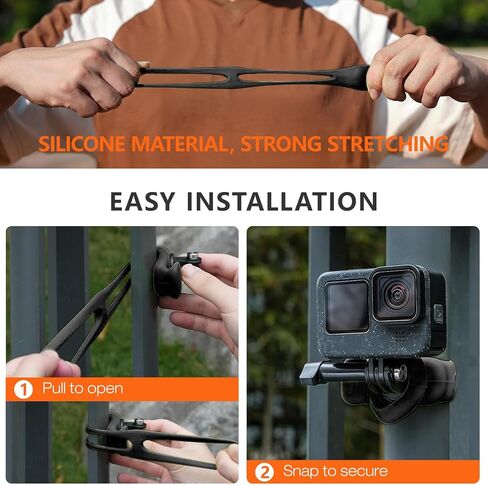 Camera Mount Strap 360° Rotating Flexible Wrap Band Bike Motorcycle Handlebar Tube Roll Bar Holder Accessories for GoPro Max Hero 12 11 10 9 Insta360 Ace Pro X3 DJI Action 3 4 Osmo Pocket in Saudi Arabia