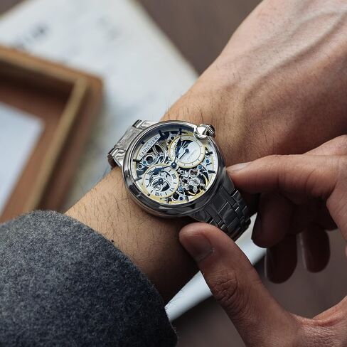 ساعة توماس إيرنشو بارالير صن مون للرجال أوتوماتيكية 42 ملم بتوقيت مزدوج وسوار من الفولاذ المقاوم للصدأ ES-8242 in Kuwait